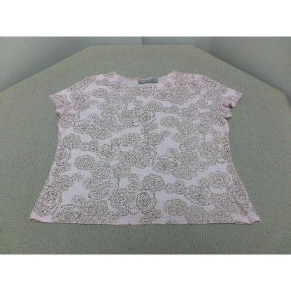 Croft & Barrow Women's Shirt Floral Print Stretch Cap Sleeve Pullover (Sze Lg.) - Picture 10 of 16